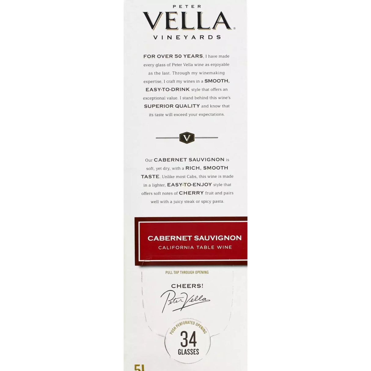 Peter Vella Cabernet Sauvignon Red Wine Box Wine