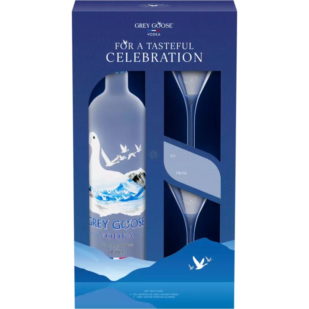 Grey Goose Vodka Gift Pack With Two Branded Martini Glasses