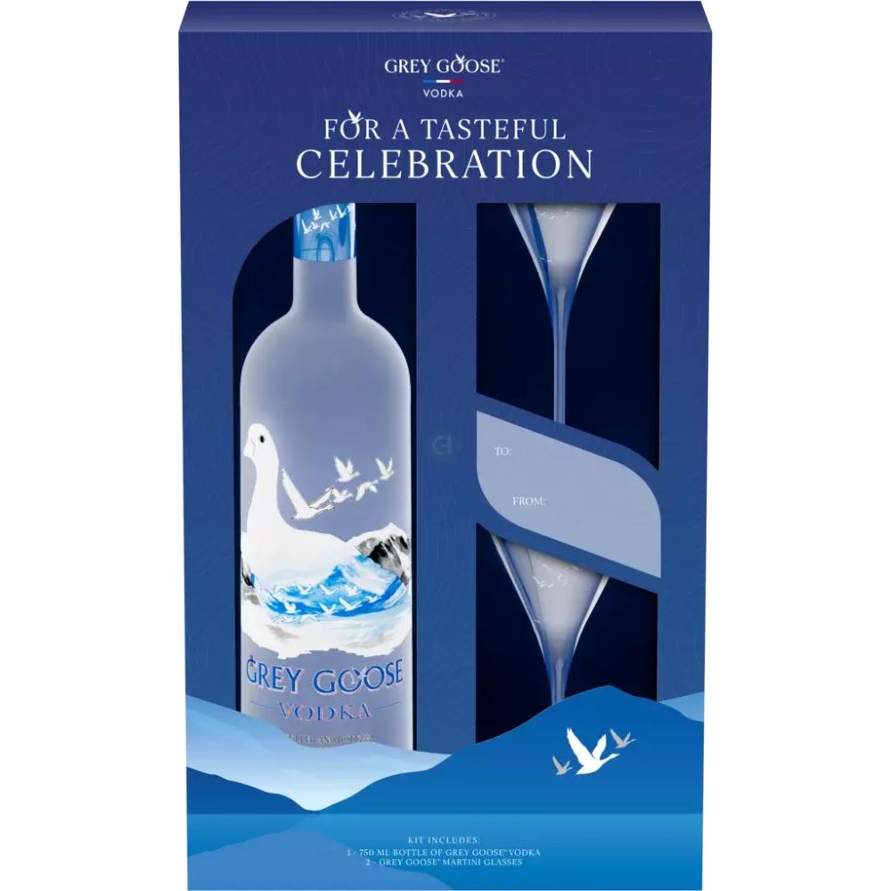 Grey Goose Vodka Gift Pack With Two Branded Martini Glasses