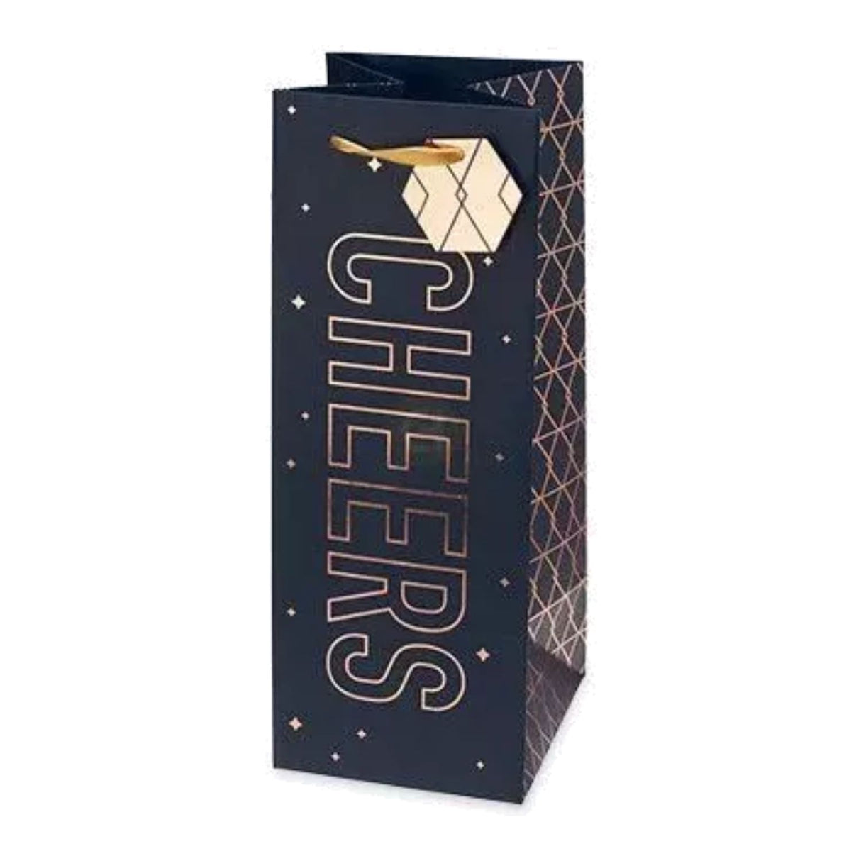 Cheers Dark Blue Wine Gift Bag
