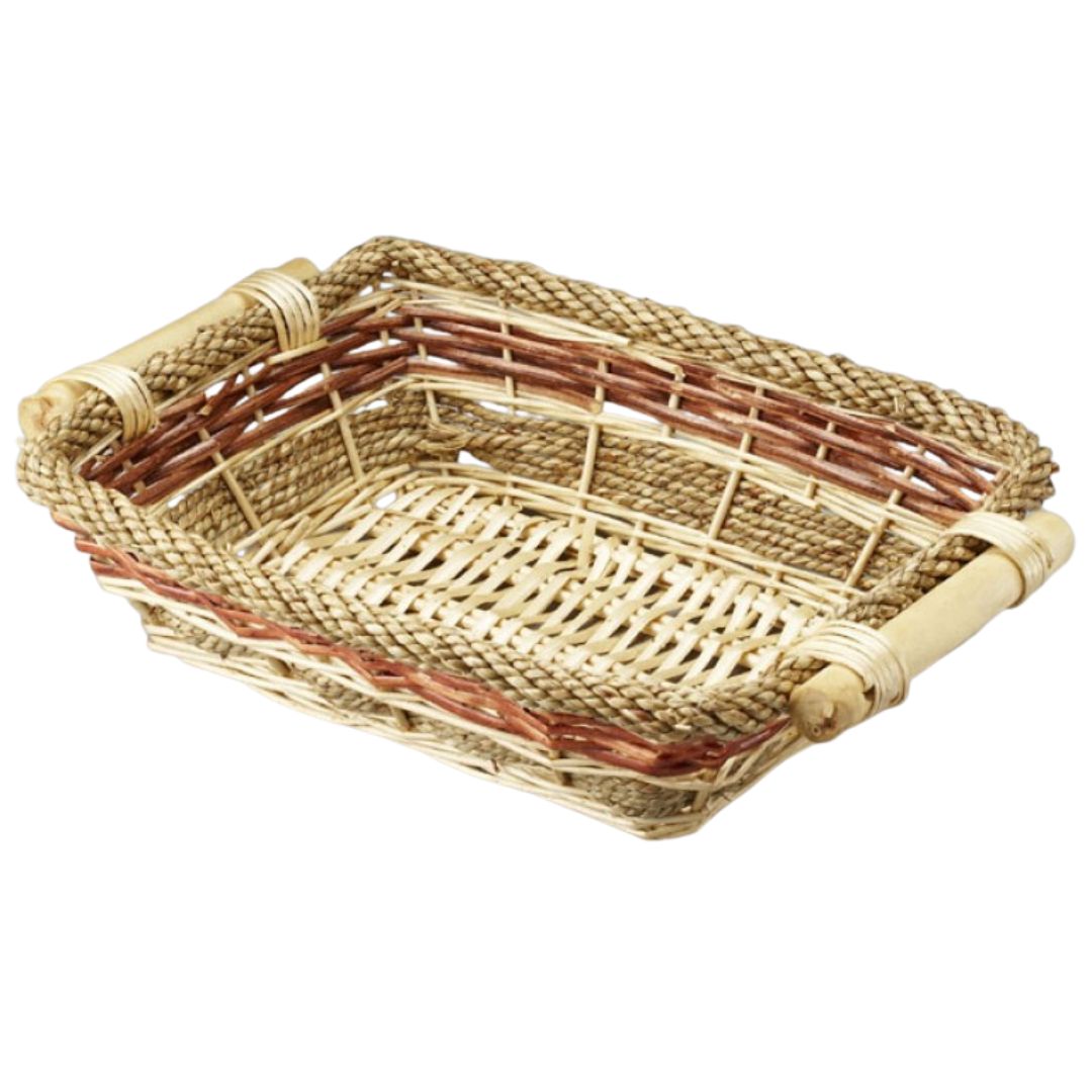 Rect Rope Willow Tray Basket