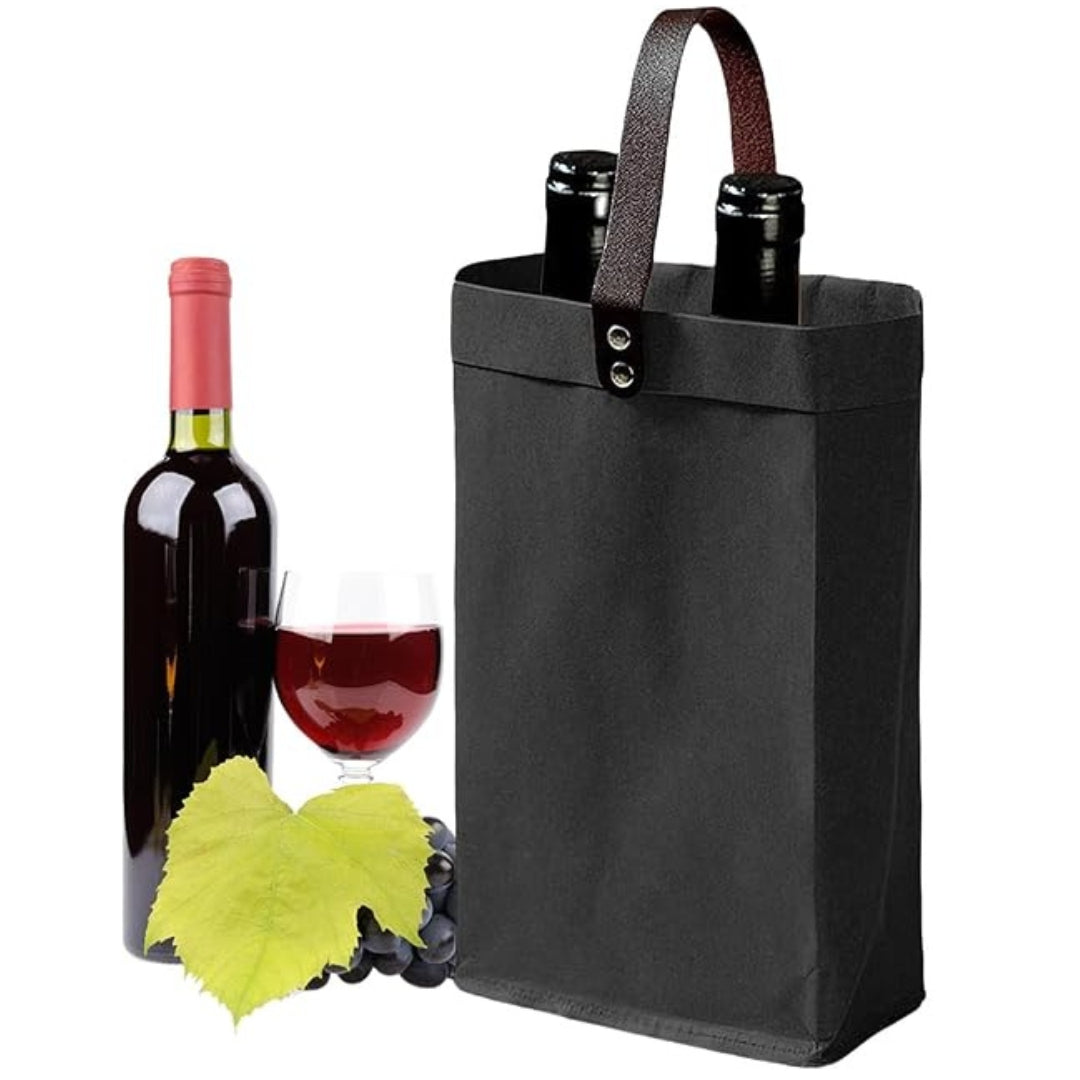 2 Bottle Black Gift Bags 750ml