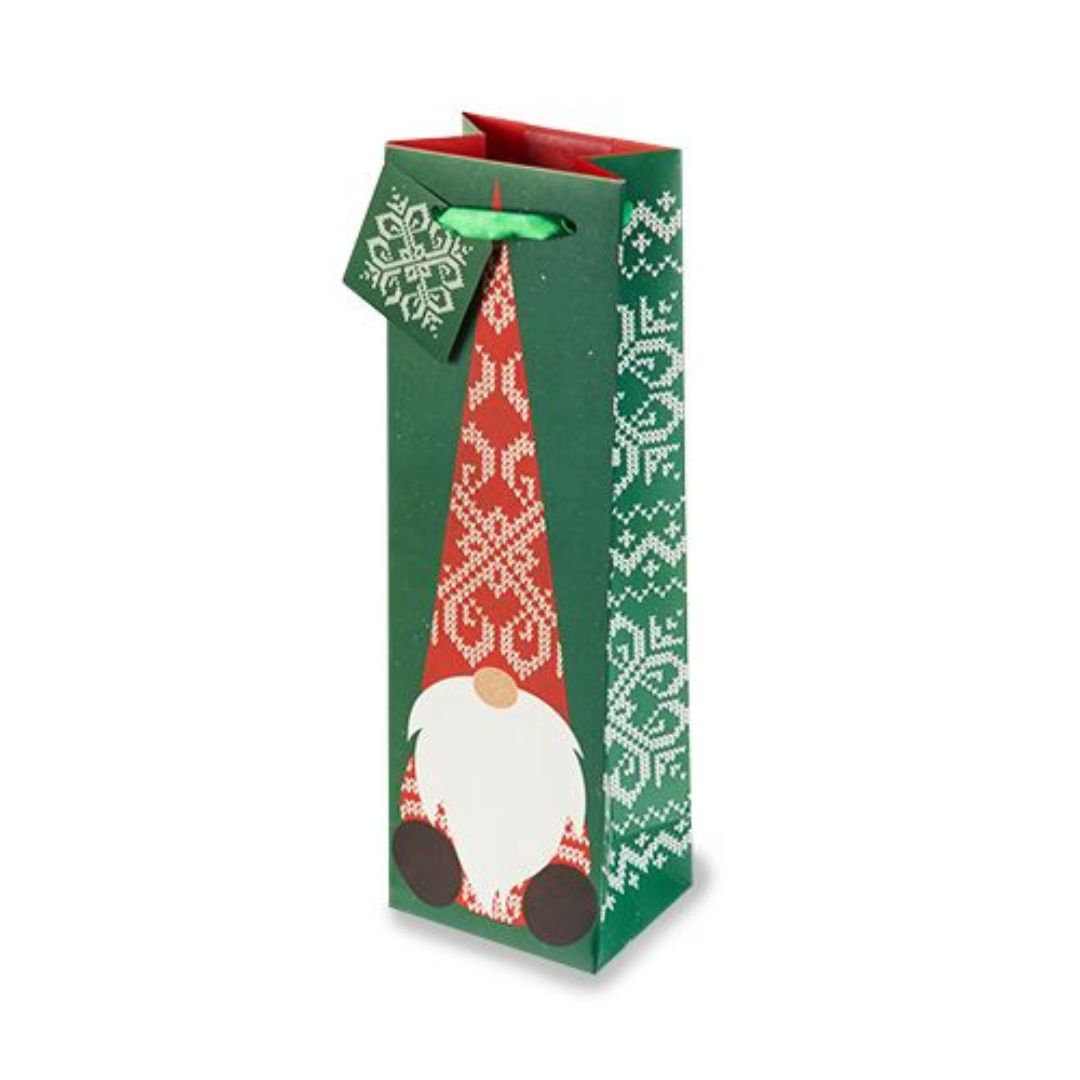 Cakewalk Assorted Holiday Gnomes Single Wine Bag