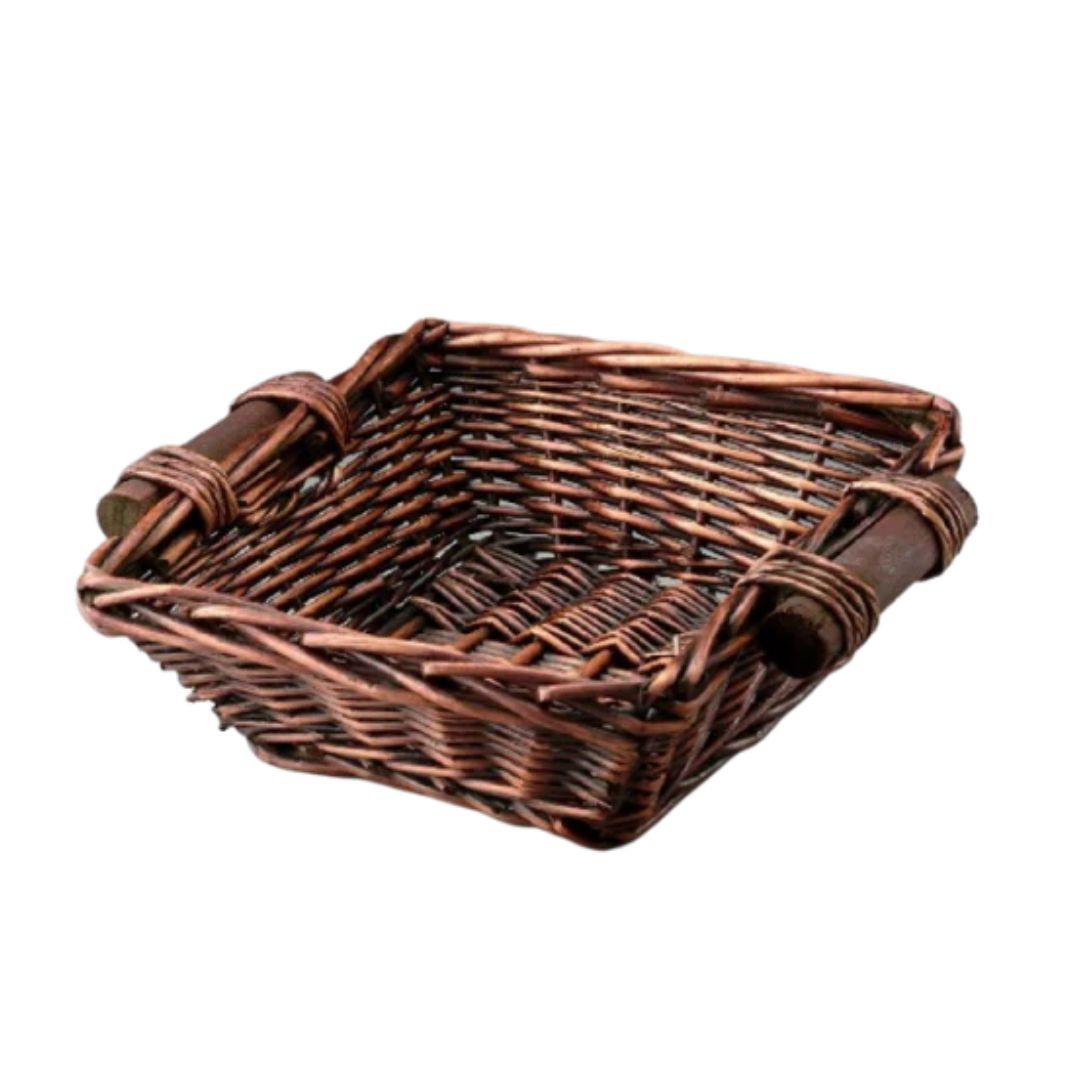 Brown Stain Sq Willow Basket
