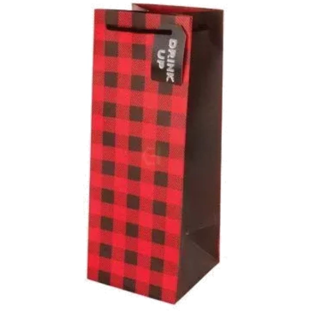 True Brands Gift Bag Red Plaid Bag
