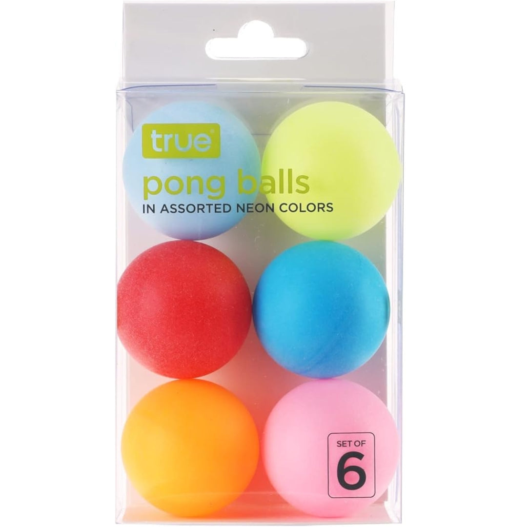 True Assorted Neon Pong Balls – Set of 6