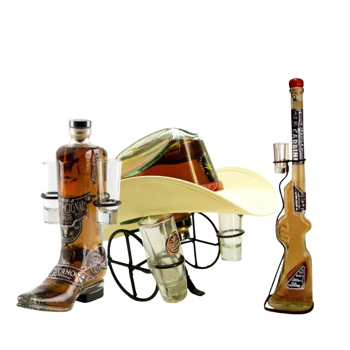 Pack of 3 Cowboy & Boot & Rifle Tequila
