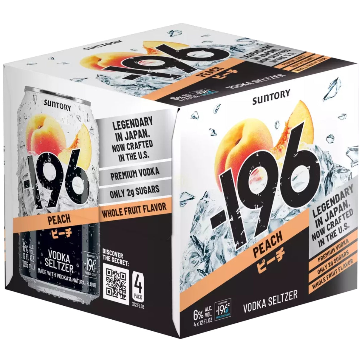 Minus 196 Vodka Seltzer Peach 4 Pack 12oz Cans