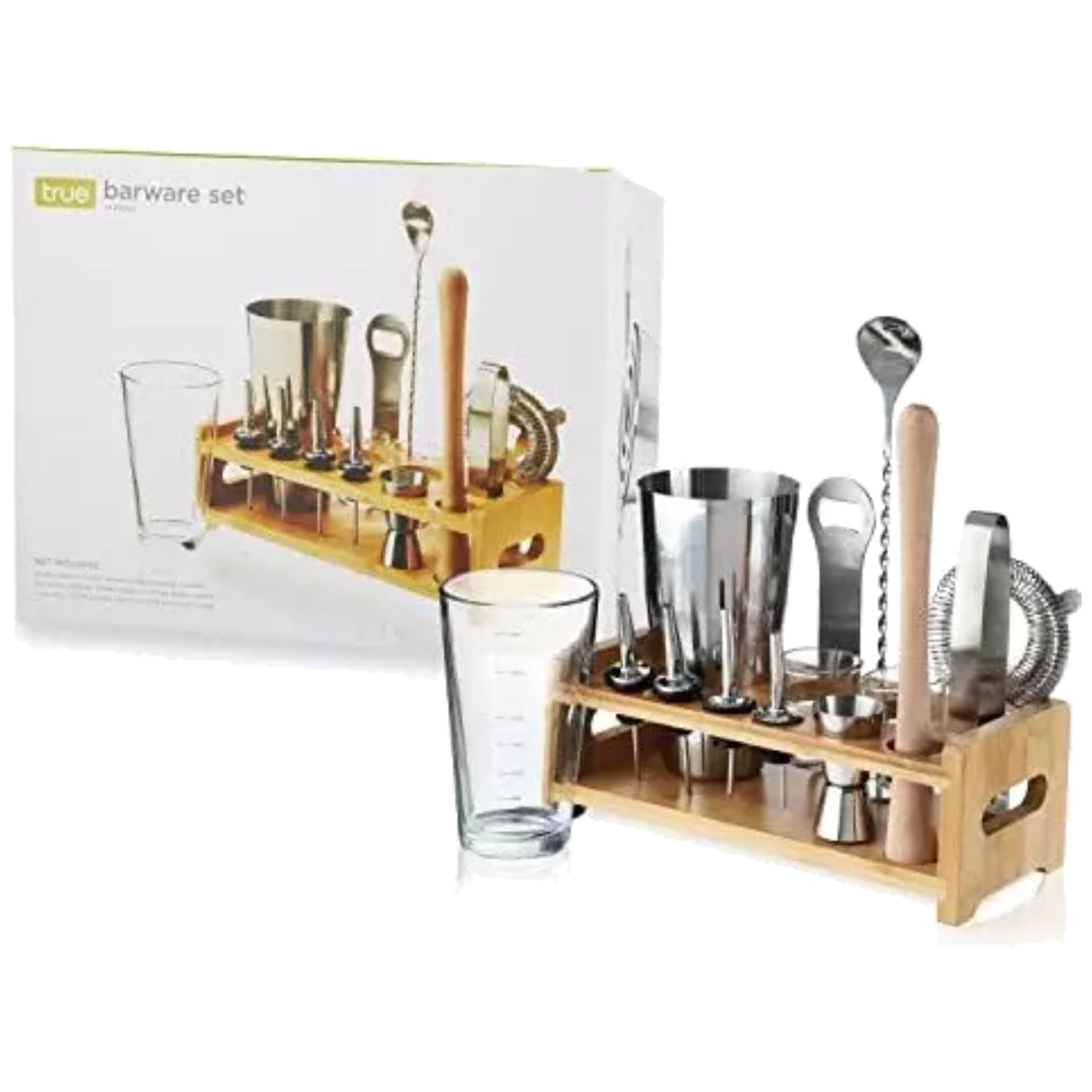 True Barware Set With Wooden Holder