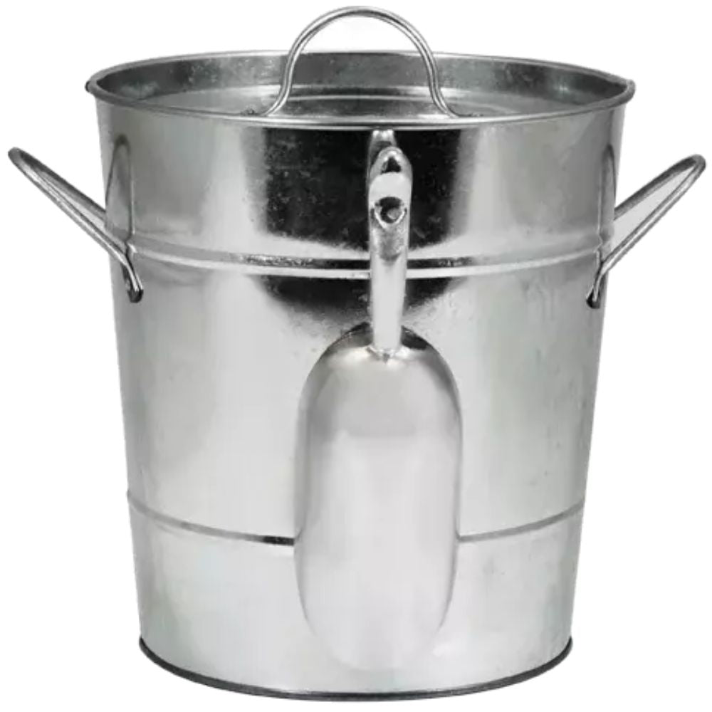 Twine Ice Bucket With Lid And Ice Scoop Galvanized Metal Drink Tub Wine And Beer Chiller